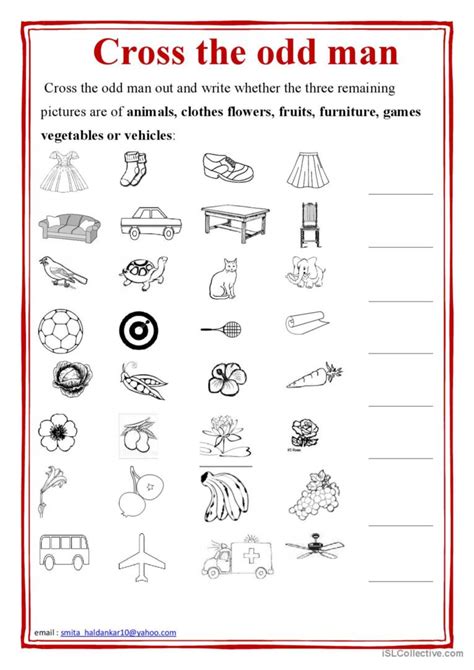 odd man out worksheets.